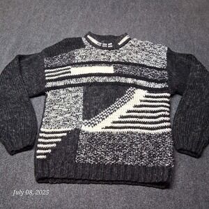 * Vintage Street Scenes Heavy Weight Sweater Men Size Large Geo Pattern